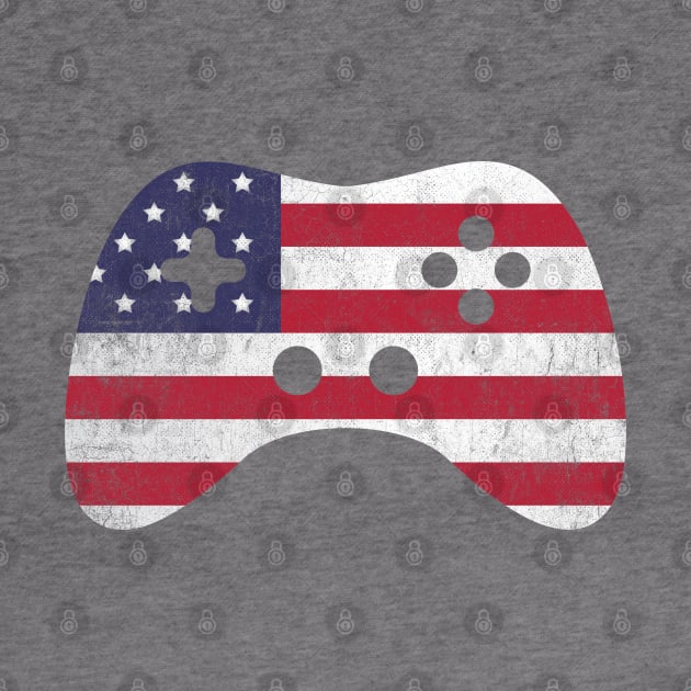 American Gamer Vintage USA Flag Video Game Controller Gamer by Tingsy